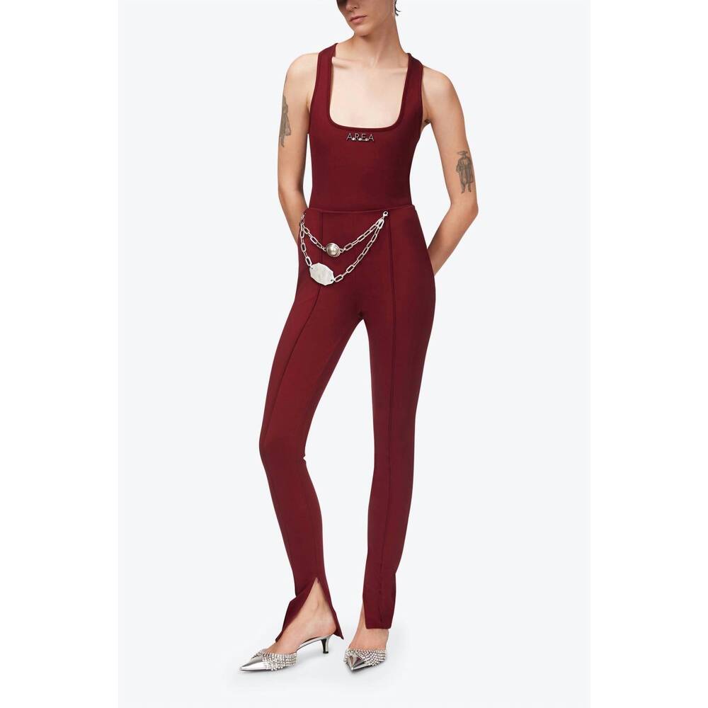 NEW AREA chain belt legging in red